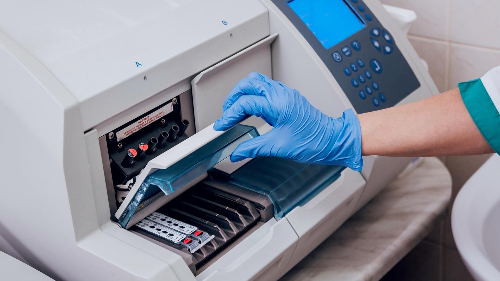 Machine used for testing samples being operated