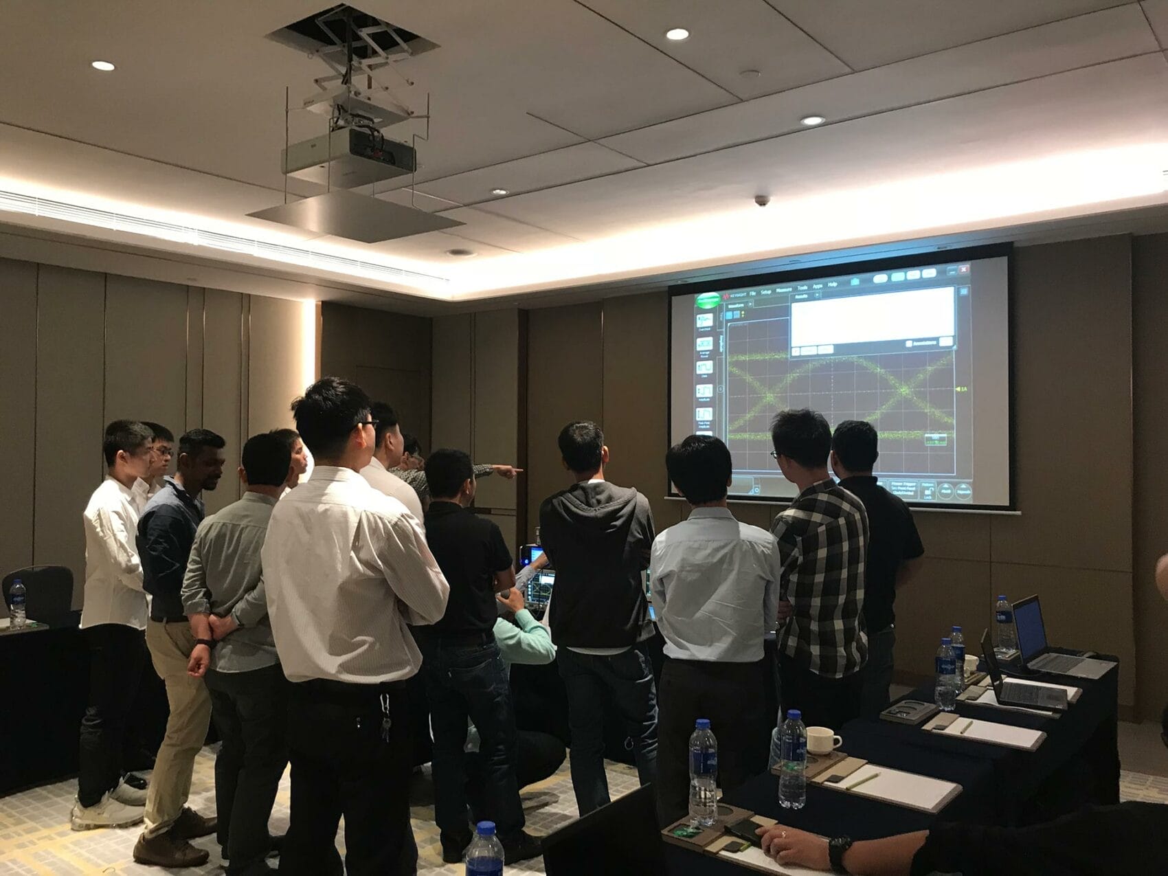 Technical training session presentation on projector