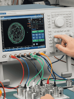 Electrical technician using Network Analyzer